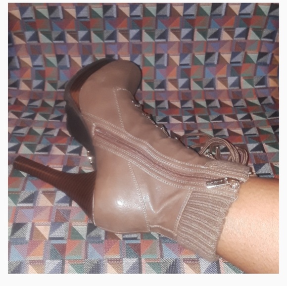 SALE JLOPEZ TAUPE LACE UP WITH ZIPPER HALF BOOTS - Picture 2 of 8